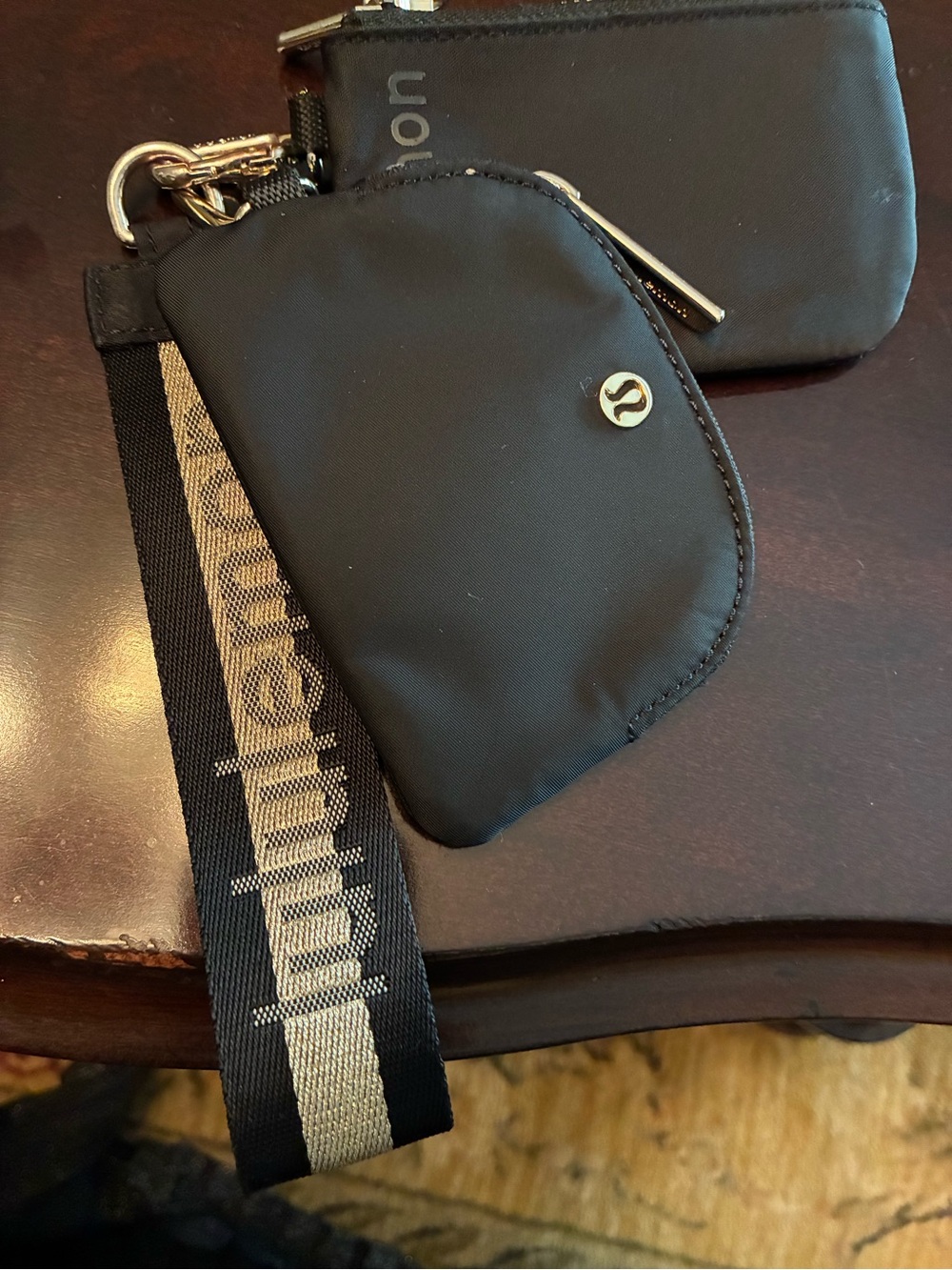 lululemon athletica Black Key Pouch Set with Logo Wristlet